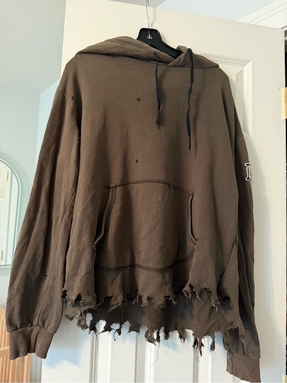 LF Women's Army Green Distressed Hooded Sweatshirt